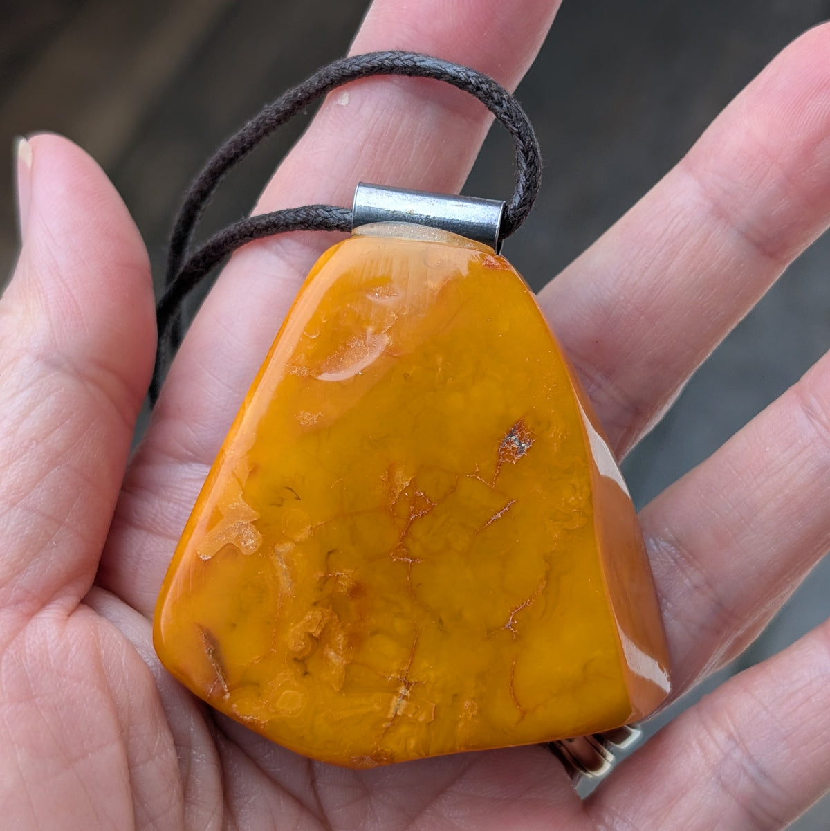 Vintage Natural Danish Amber Pendant Baltic Amber Butterscotch Egg Yolk Huge 30g #2570