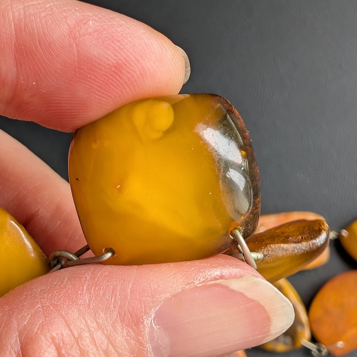 Vintage Natural Amber Necklace Baltic Amber Egg Yolk Butterscotch Huge 55g #2569
