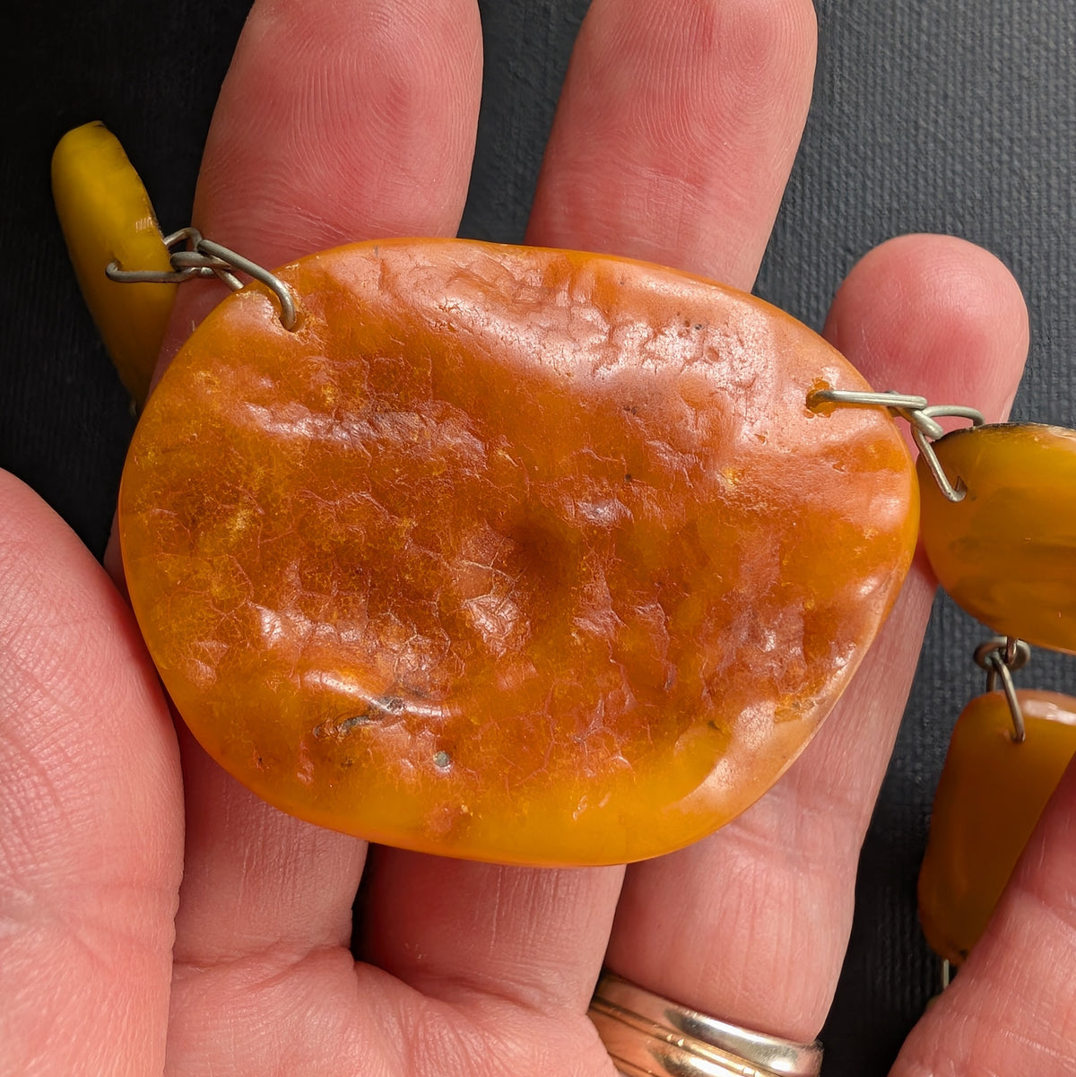 Vintage Natural Amber Necklace Baltic Amber Egg Yolk Butterscotch Huge 55g #2569