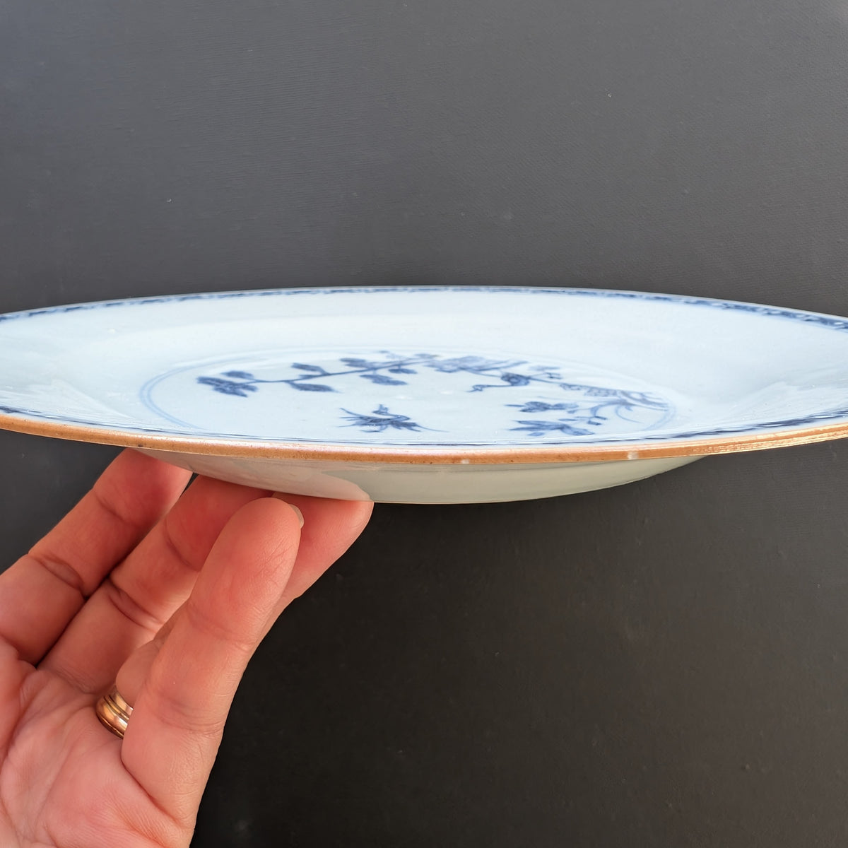 Chinese antique blue and white porcelain plate, Qianlong, 18th c #2767 松鹤延年