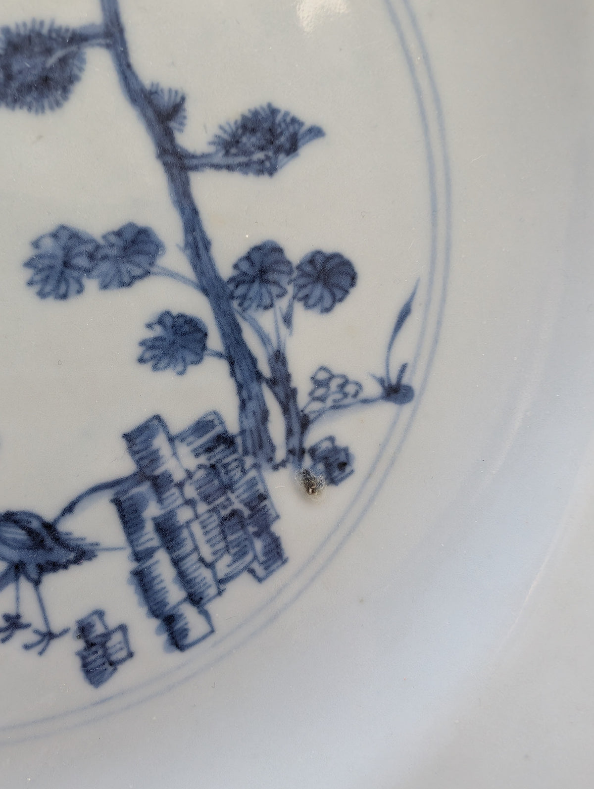 Chinese antique blue and white porcelain plate, Qianlong, 18th c #2767 松鹤延年
