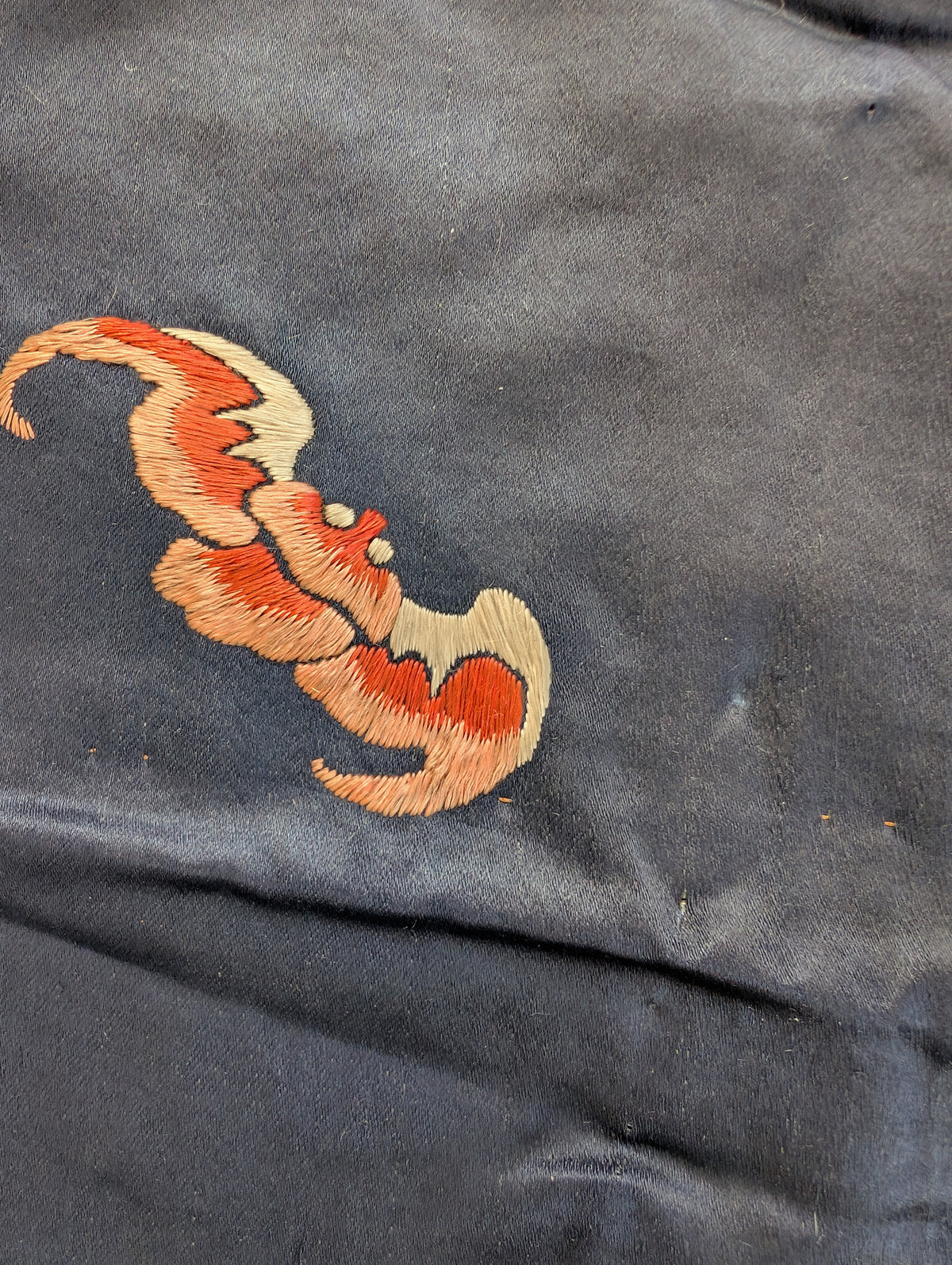 Chinese Antique silk embroidery with peaches and cranes, Qing Dynasty #2836