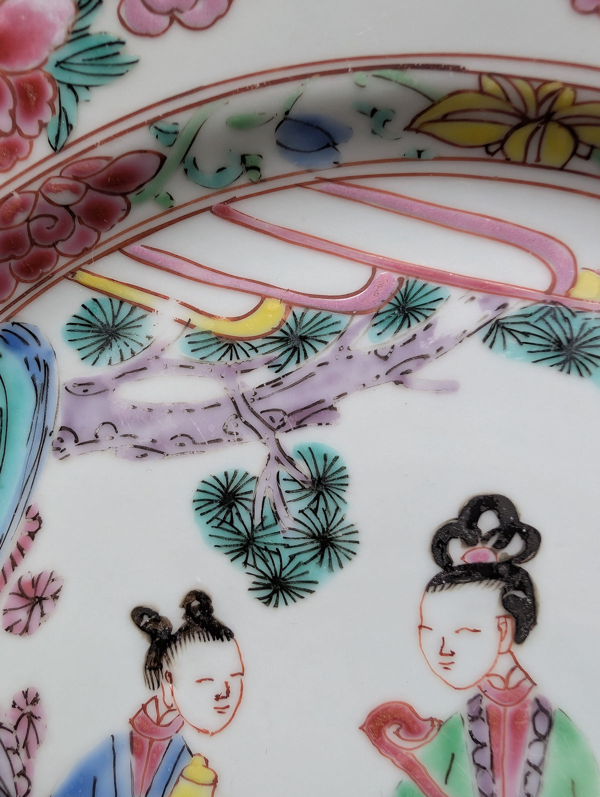 清代雍正时期粉彩麻姑献寿纹盘,18世纪 #2875