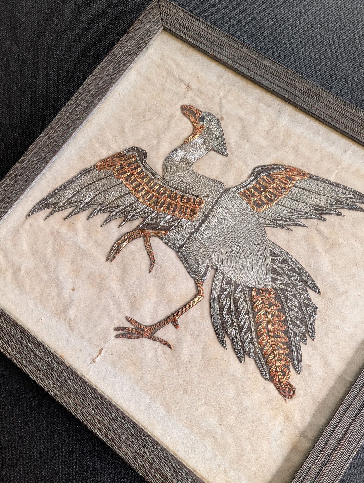Chinese antique Civilian Rank bird with gold and silver thread embroidery 19c #2908