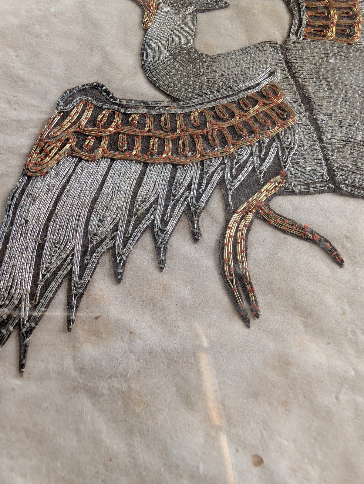 Chinese antique Civilian Rank bird with gold and silver thread embroidery 19c #2908
