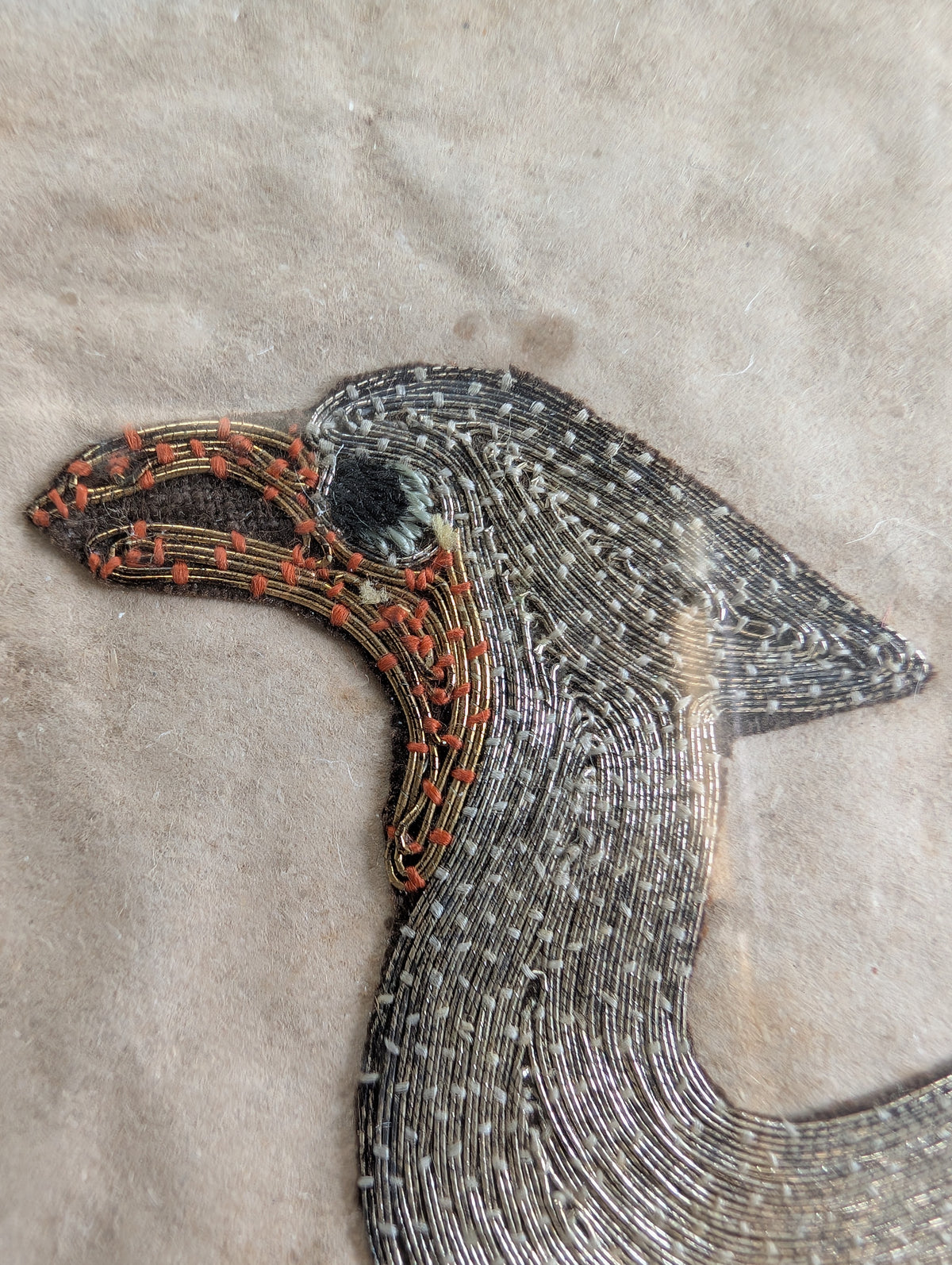 Chinese antique Civilian Rank bird with gold and silver thread embroidery 19c #2908
