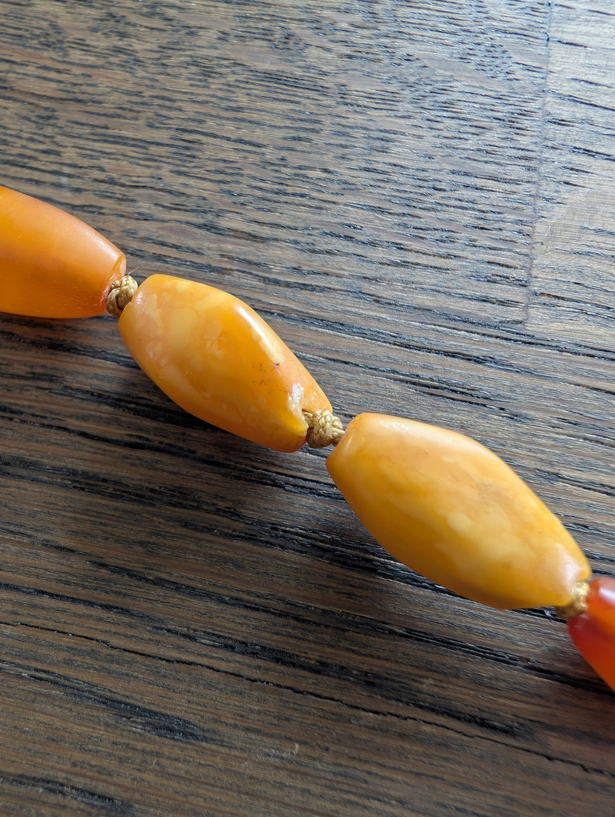 Natural Amber necklace antique from Denmark Baltic amber egg yolk 29g #2526