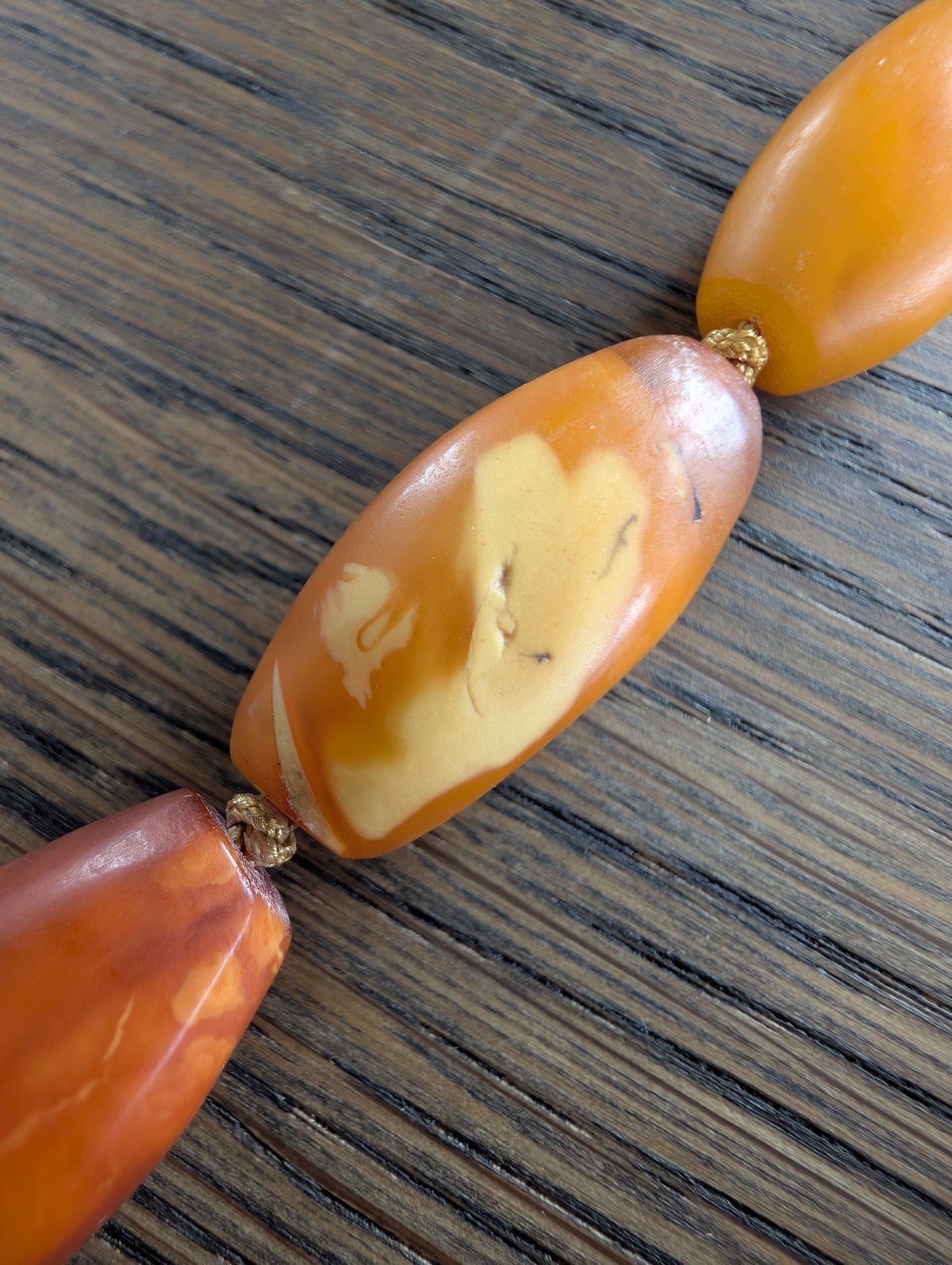 Natural Amber necklace antique from Denmark Baltic amber egg yolk 29g #2526