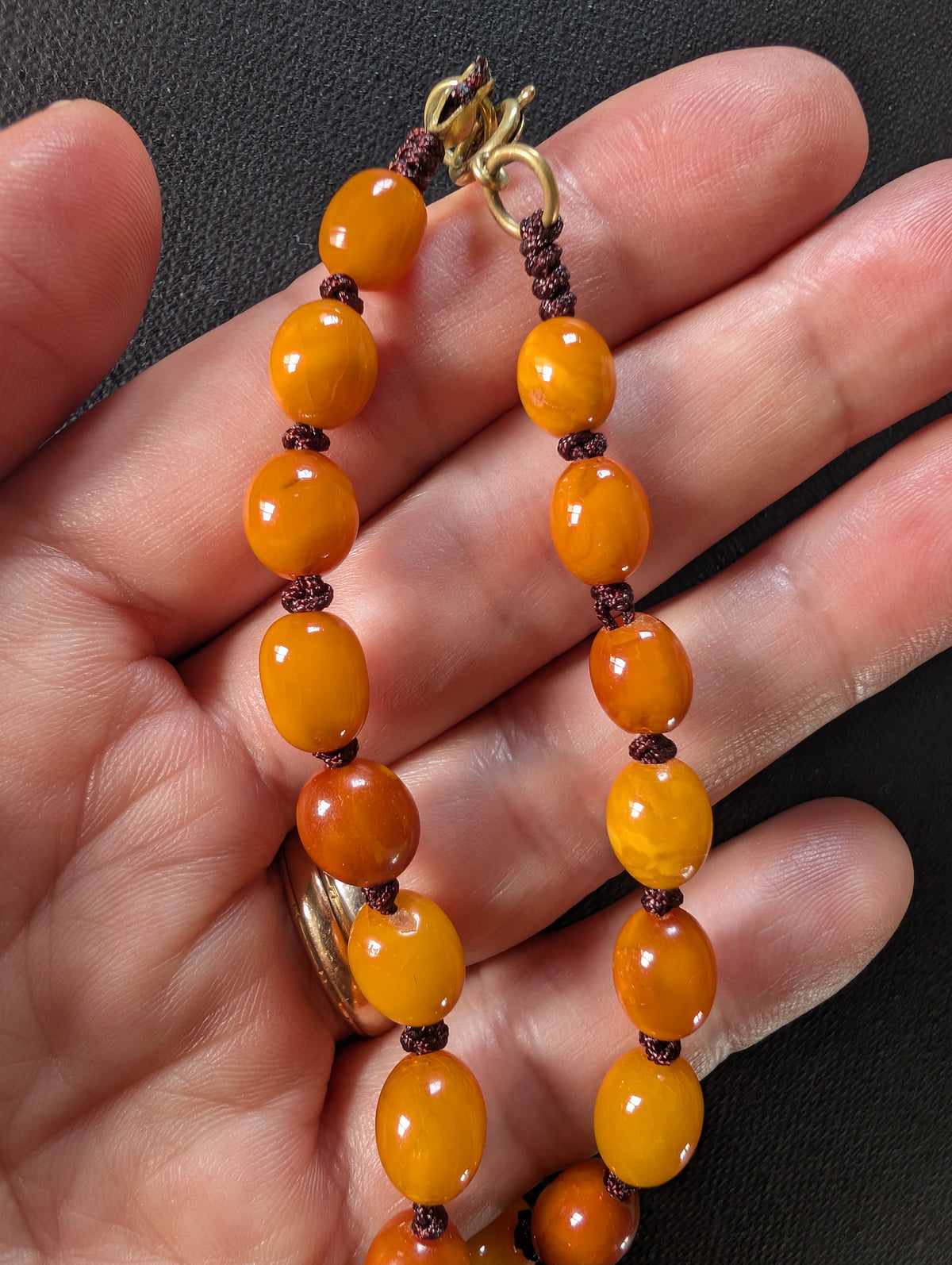 Natural Amber necklace from Denmark baltic amber egg yolk 20.42g #2992