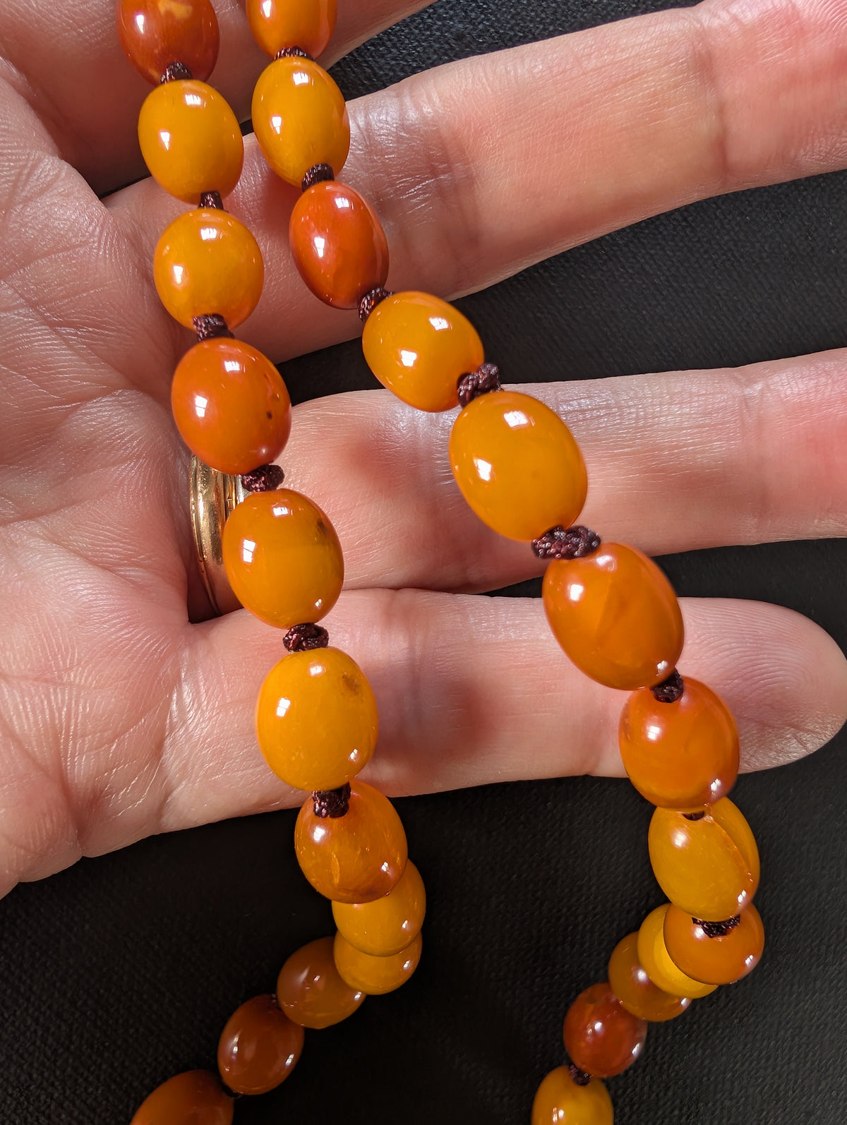 Natural Amber necklace from Denmark baltic amber egg yolk 20.42g #2992