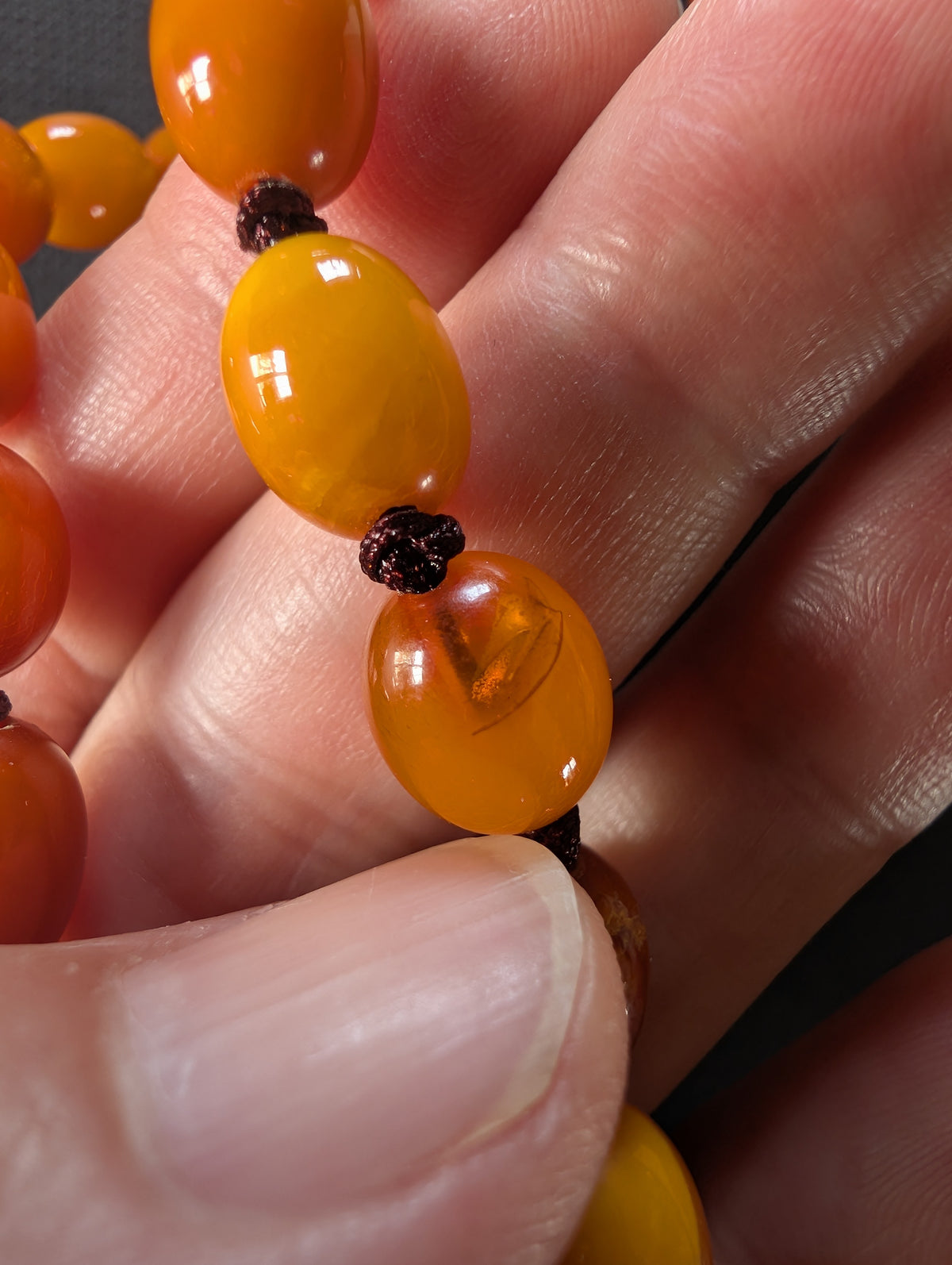 Natural Amber necklace from Denmark baltic amber egg yolk 20.42g #2992