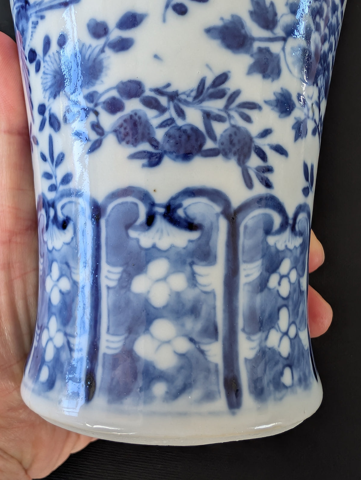 中国古董青花鸟纹瓶,晚清 #2999