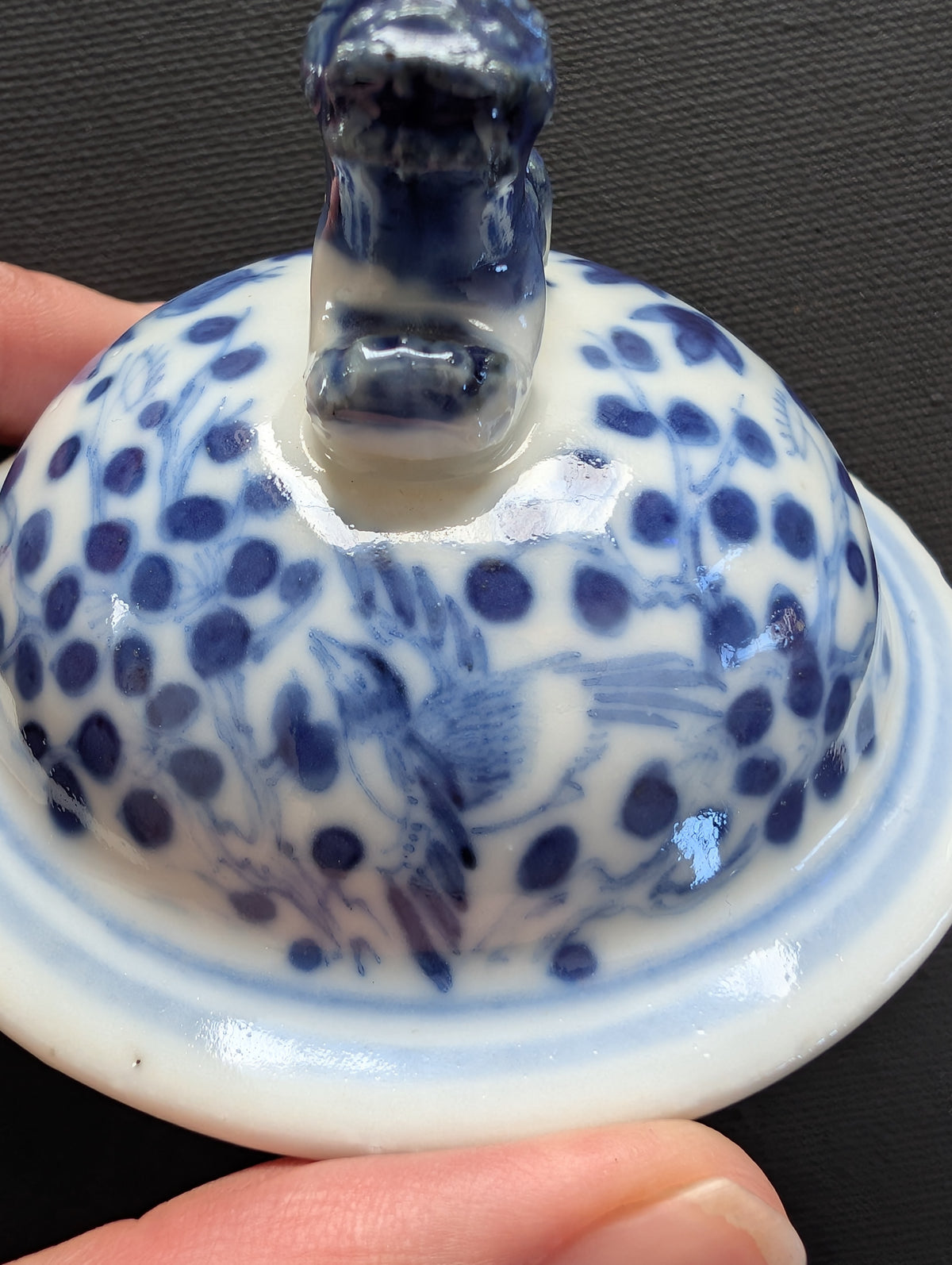 中国古董青花鸟纹瓶,晚清 #2999