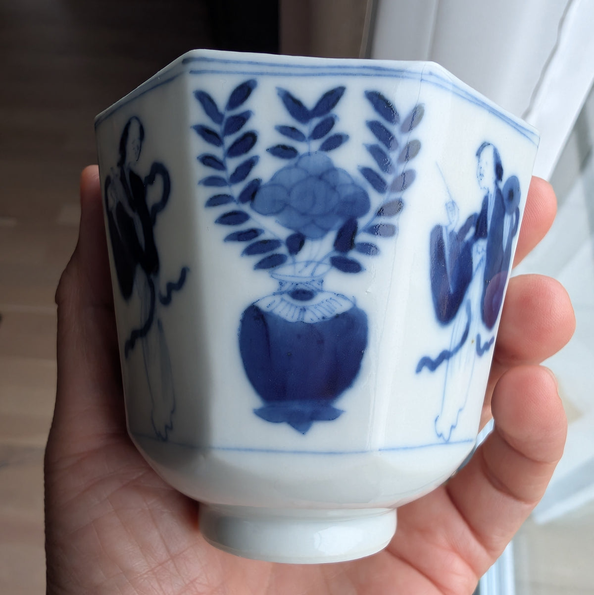 清代康熙风格仿古茶杯及托盘,19世纪 #3015