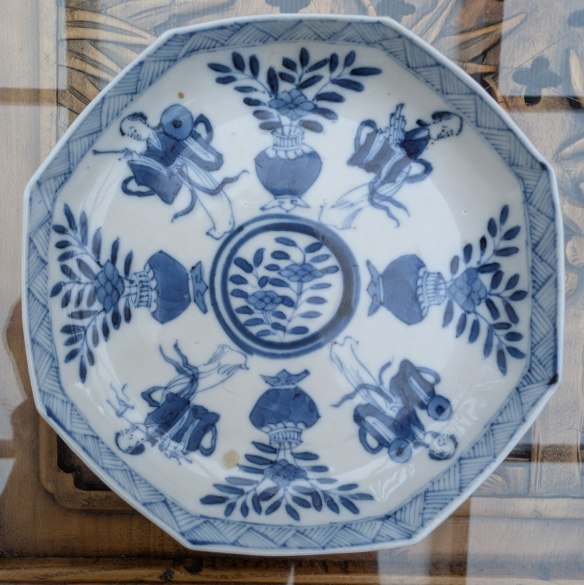 清代康熙风格仿古茶杯及托盘,19世纪 #3015