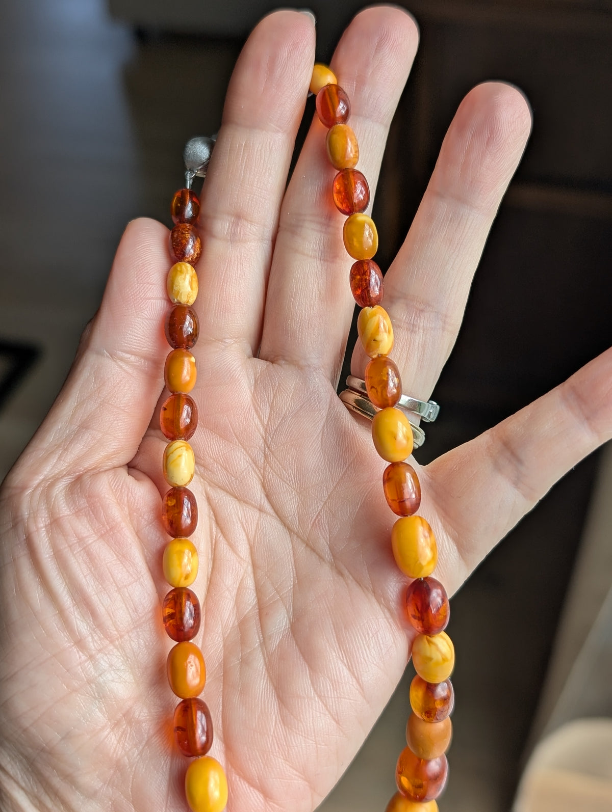 Antique Natural Amber Necklace Baltic Amber 19.07g #3022