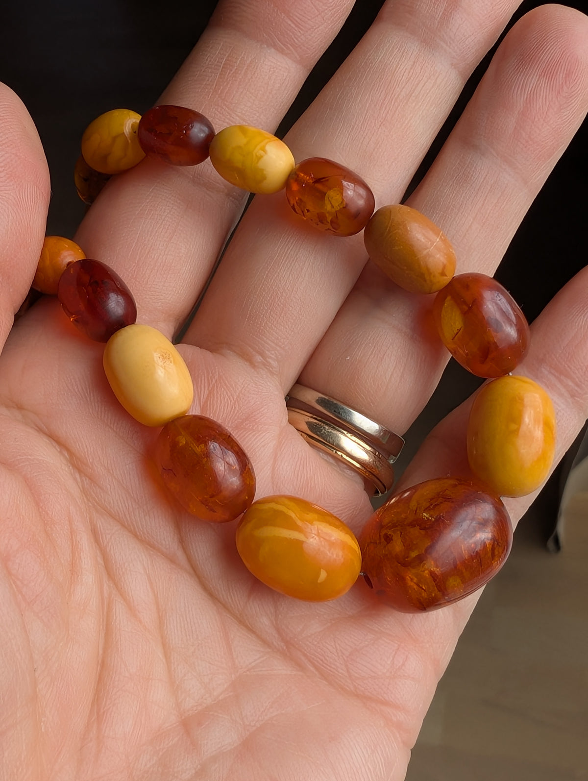 Antique Natural Amber Necklace Baltic Amber 19.07g #3022