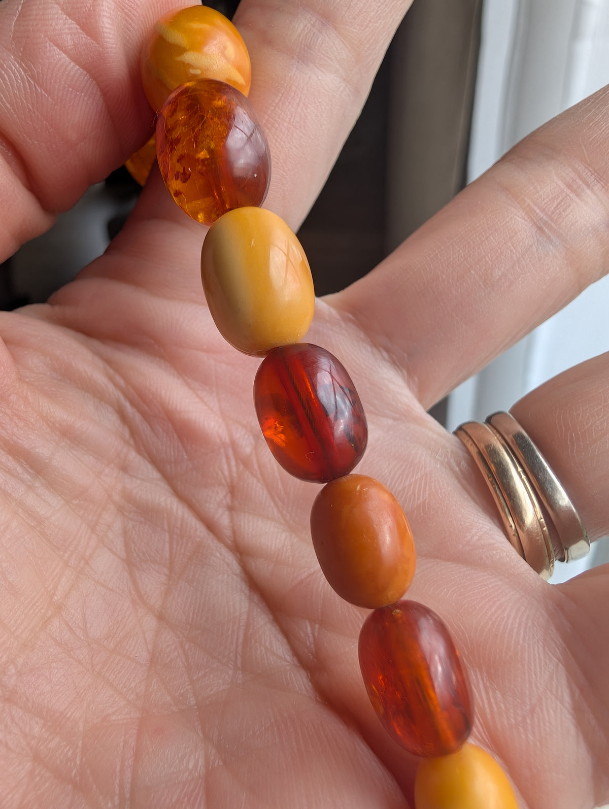 Antique Natural Amber Necklace Baltic Amber 19.07g #3022