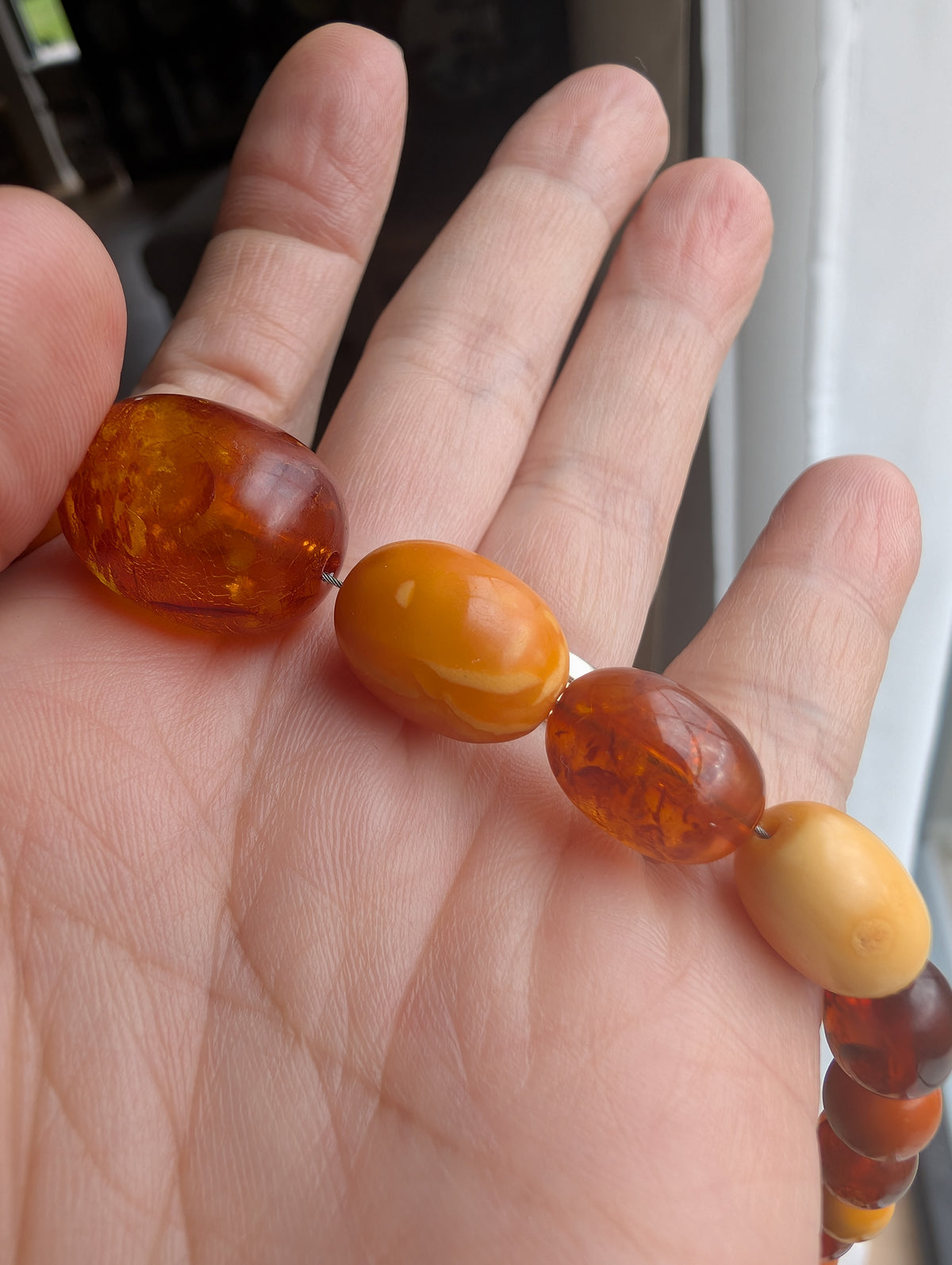 Antique Natural Amber Necklace Baltic Amber 19.07g #3022