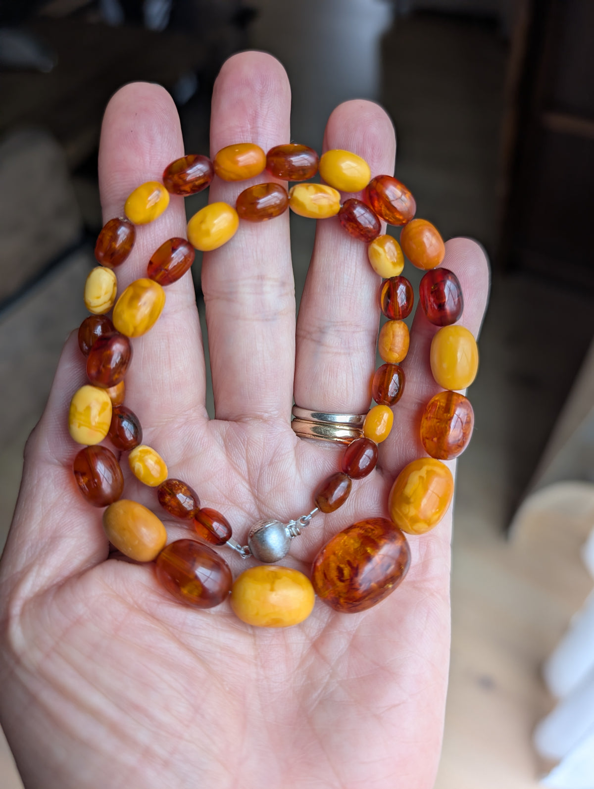 Antique Natural Amber Necklace Baltic Amber 19.07g #3022