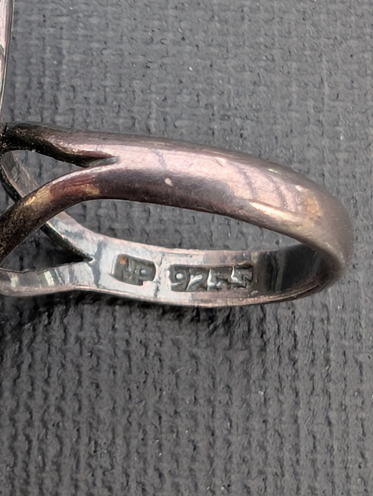 Vintage natural amber ring Danish design sterling silver #3051