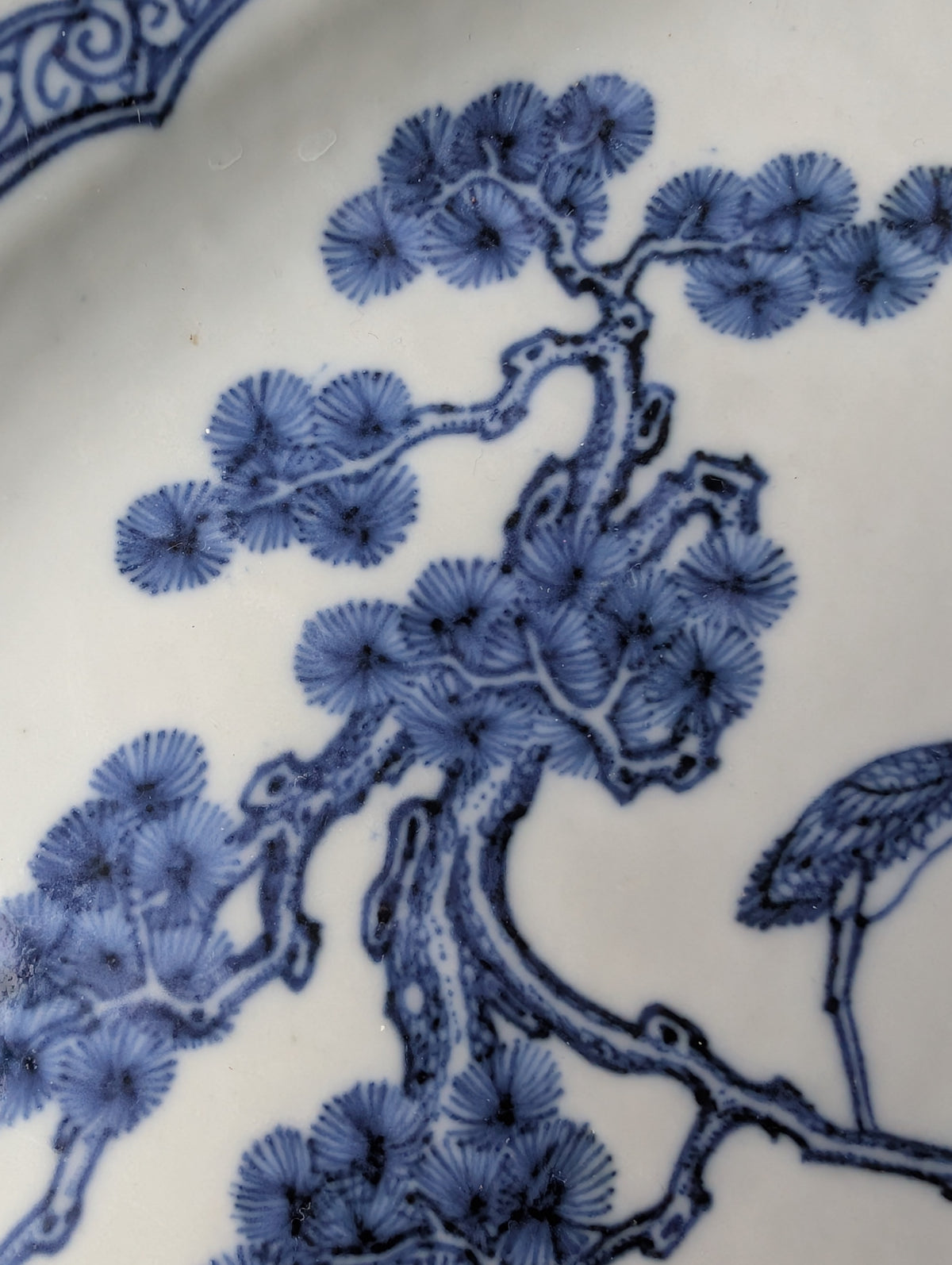 Chinese antique platter in underglazed blue and white, 18th c #2695