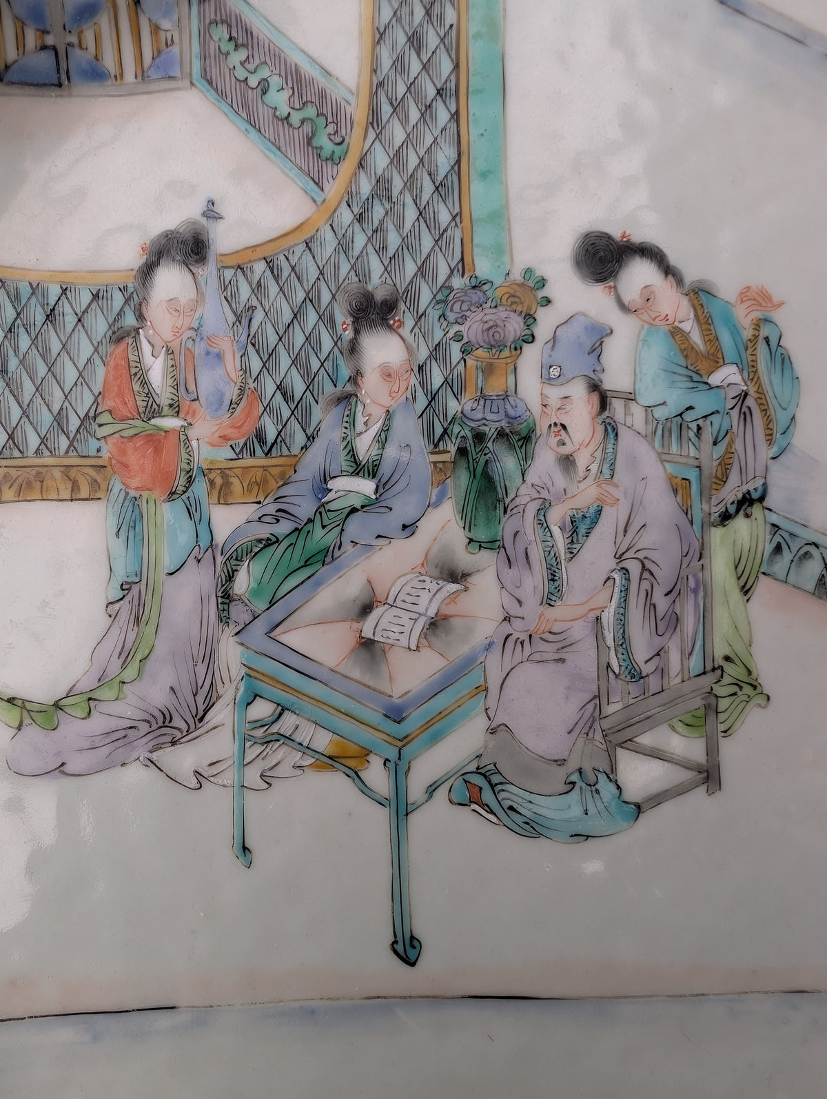 十九世纪五彩人物纹大盘 #3068