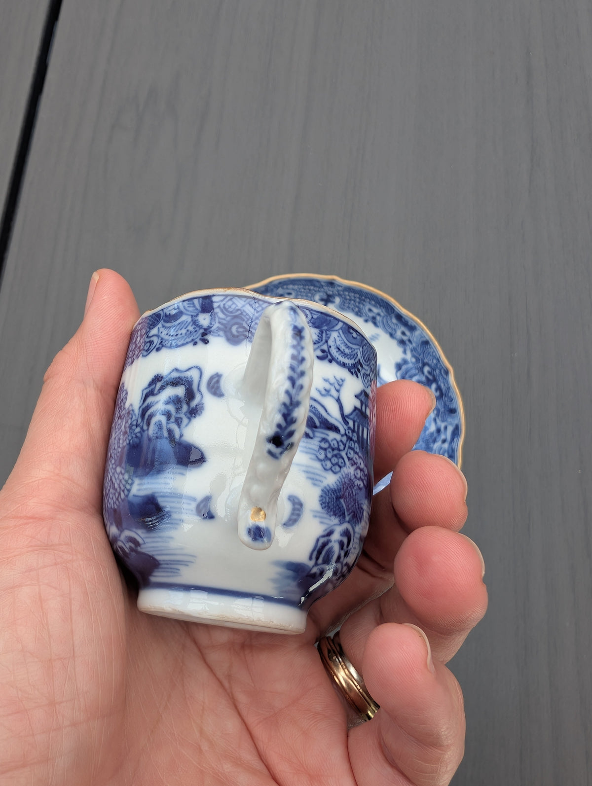 One pair of antique Chinese tea cups and saucers, Qianlong period #3069, 3070