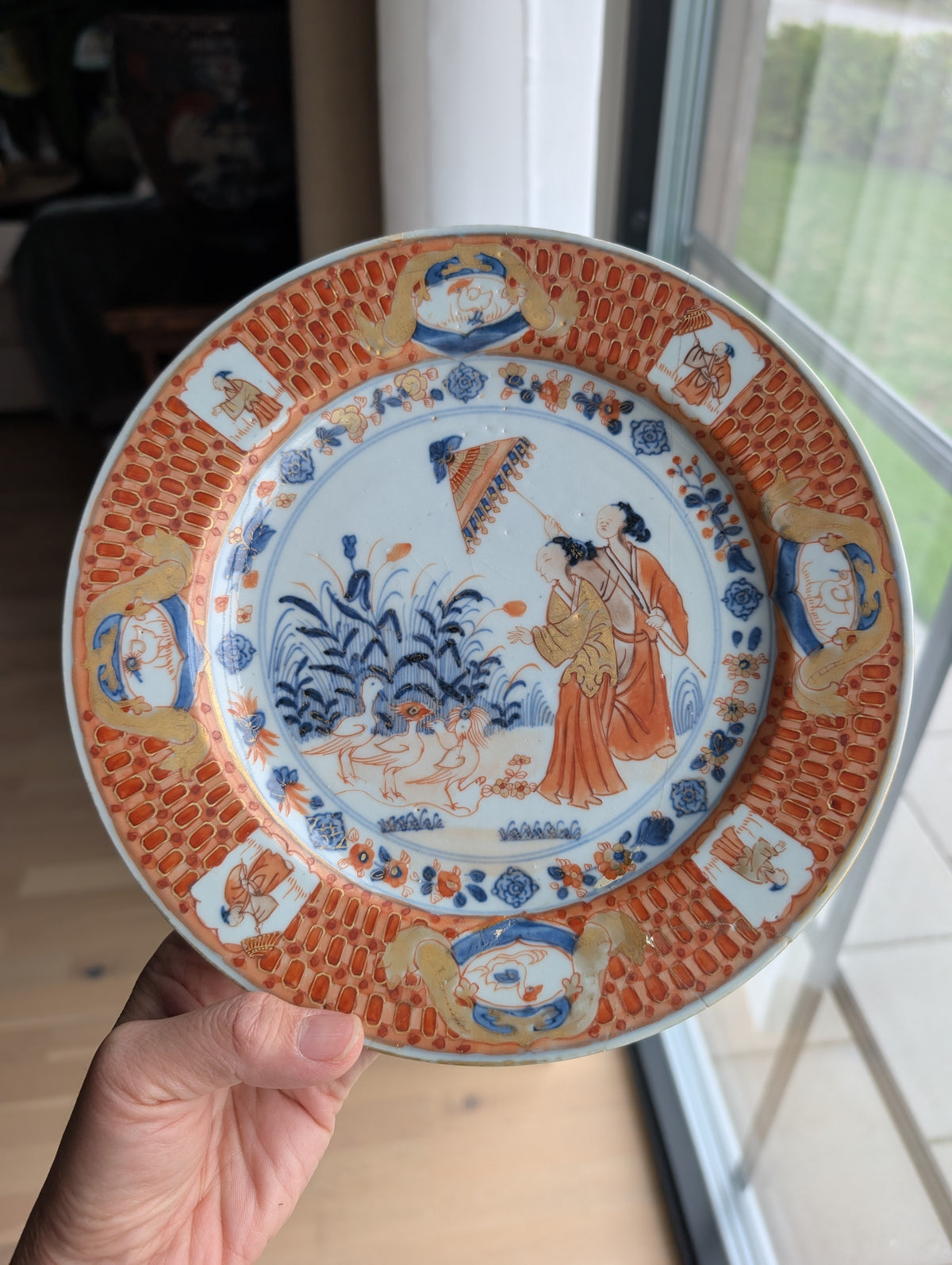 Chinese antique export plate La Dame au Parasol, ca 1738 #3072