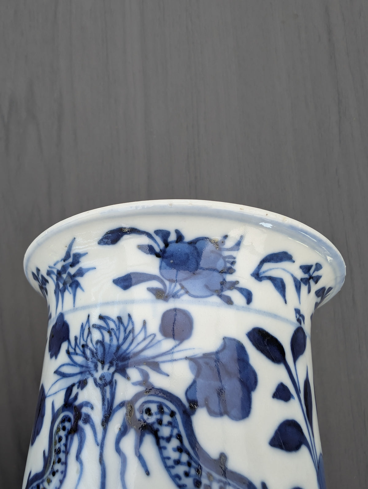 Chinese antique sleeve vase with double dragons, Late Qing #3075