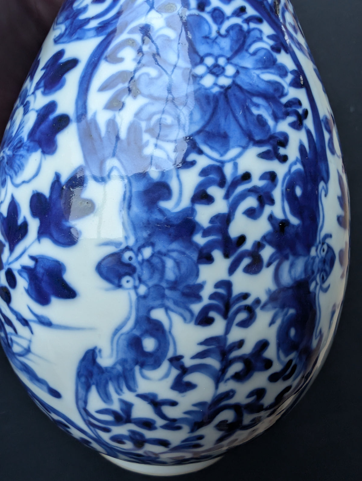 Chinese antique pair of underglazed blue and white bottle vases, Late Qing #3077, 3078