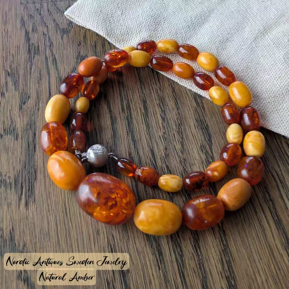 Antique Natural Amber Necklace Baltic Amber 19.07g #3022
