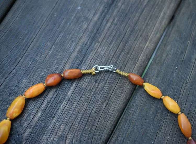Natural Amber necklace antique from Denmark Baltic amber egg yolk 29g #2526