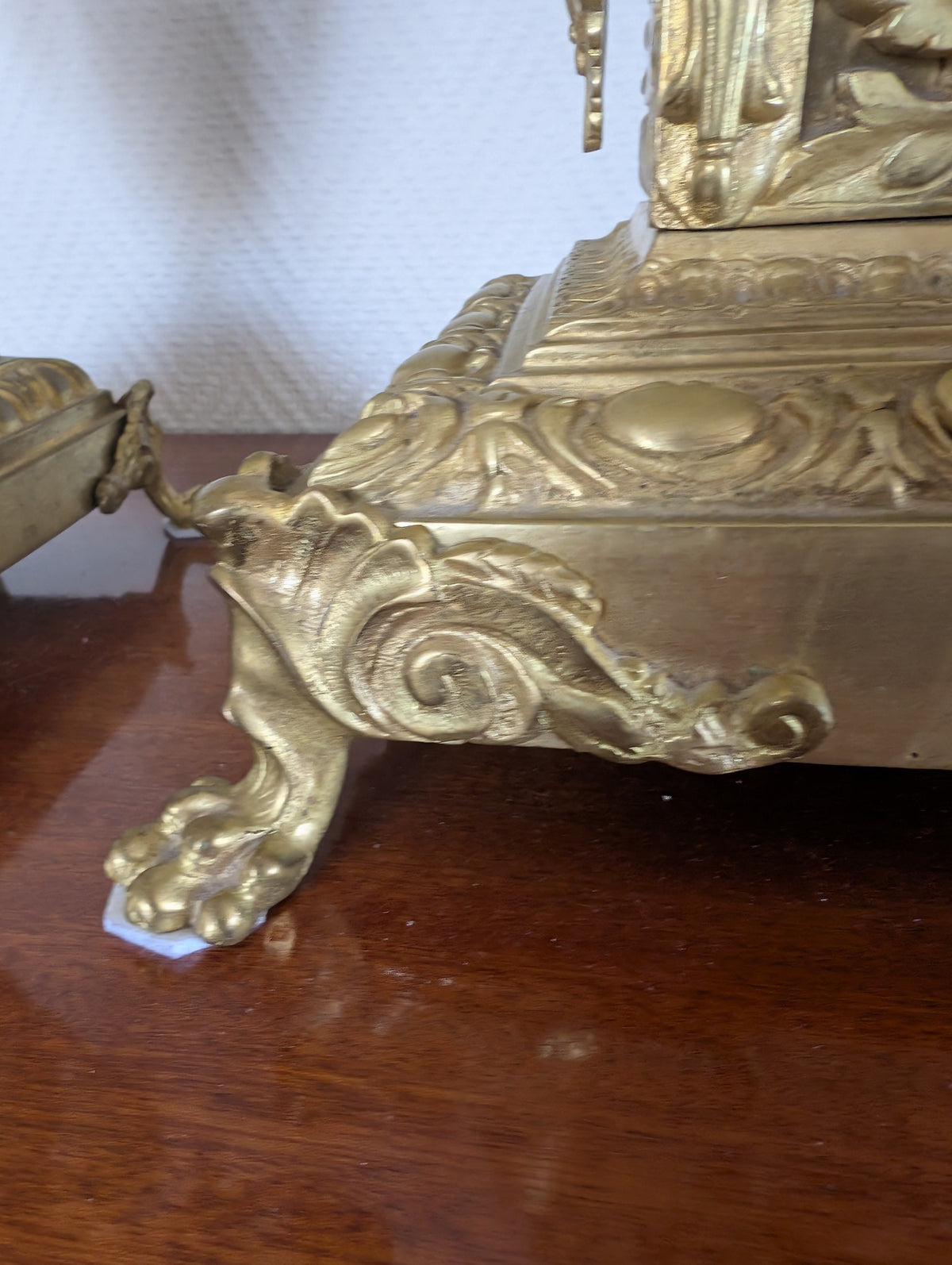 Large Napoleon III Gilt Bronze Mantel Clock With Matching Pair Of Candelabra, 19th Century