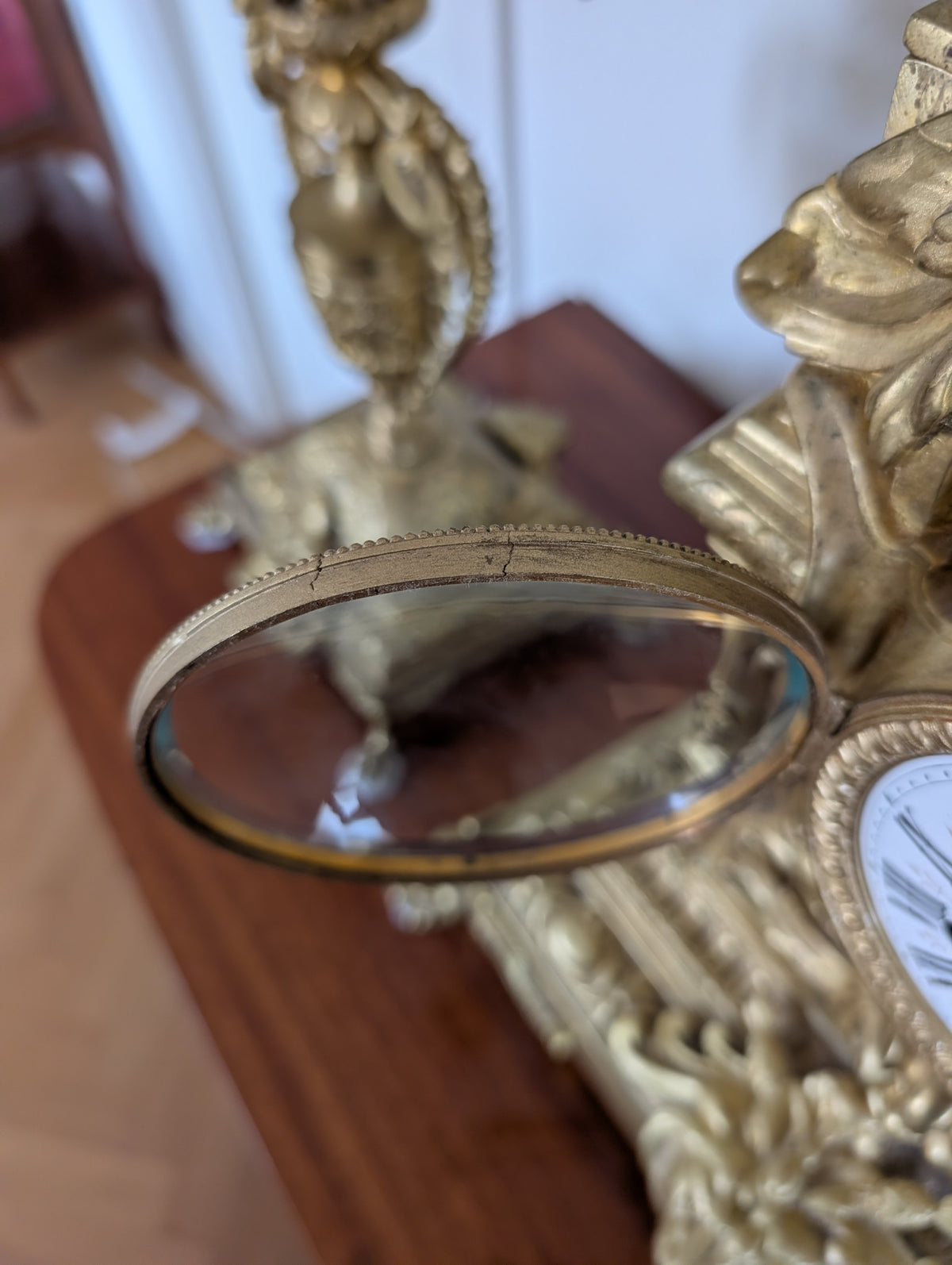 Large Napoleon III Gilt Bronze Mantel Clock With Matching Pair Of Candelabra, 19th Century