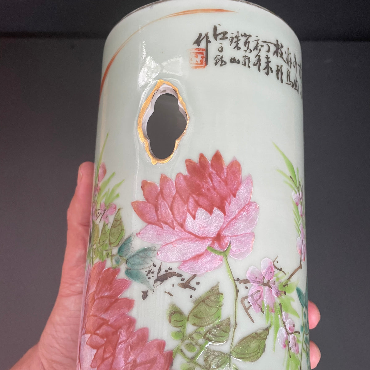 Chinese antique hatstand, by artist 江子钰, dated 1907 #2083