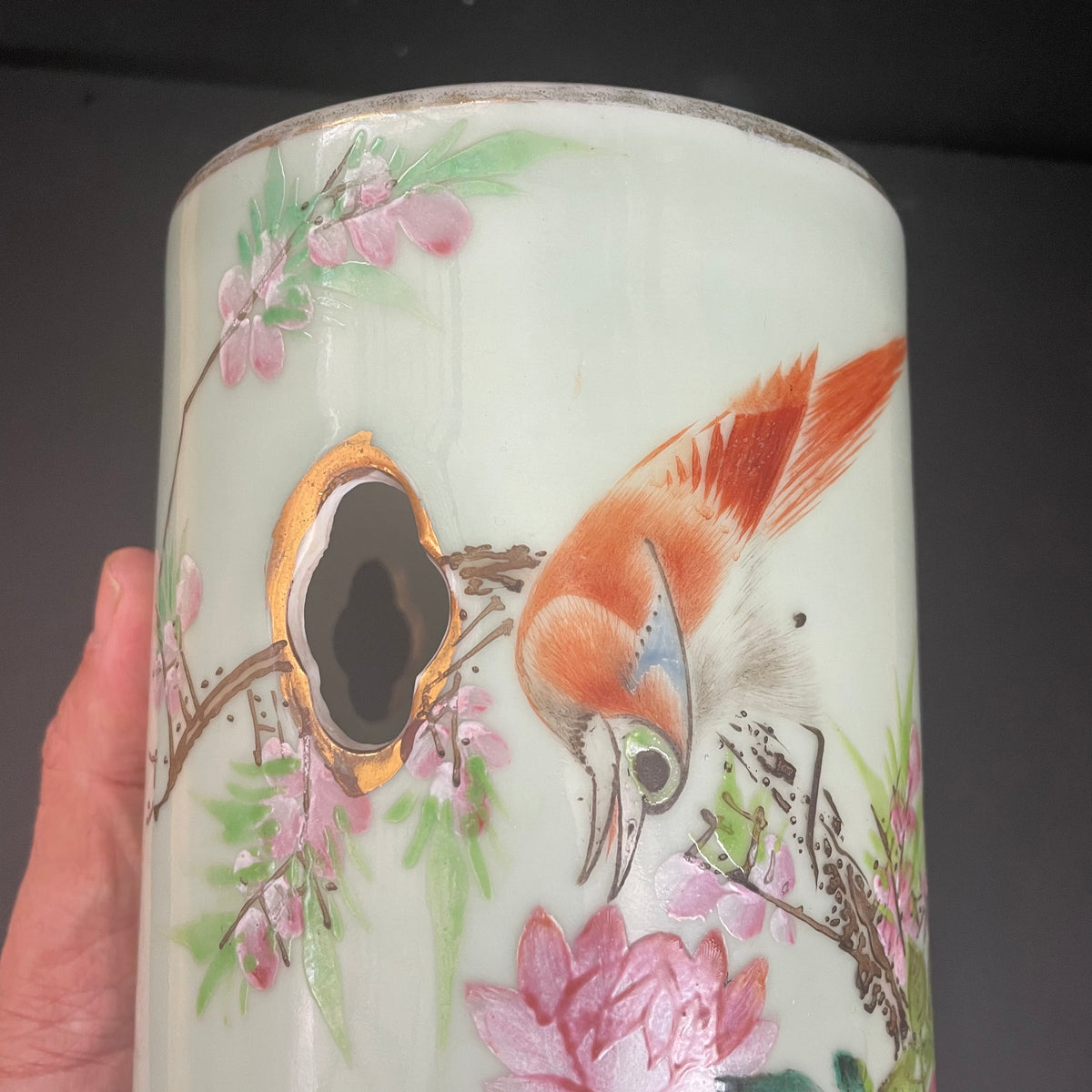 Chinese antique hatstand, by artist 江子钰, dated 1907 #2083