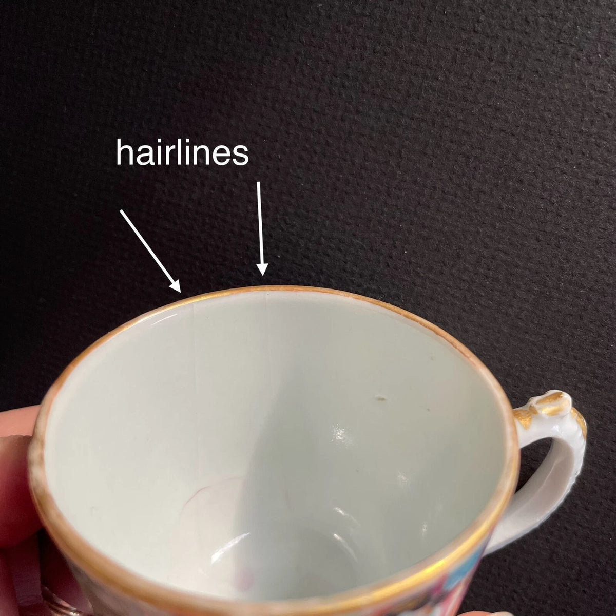 中国古董广彩花鸟纹茶杯及茶托 #1728