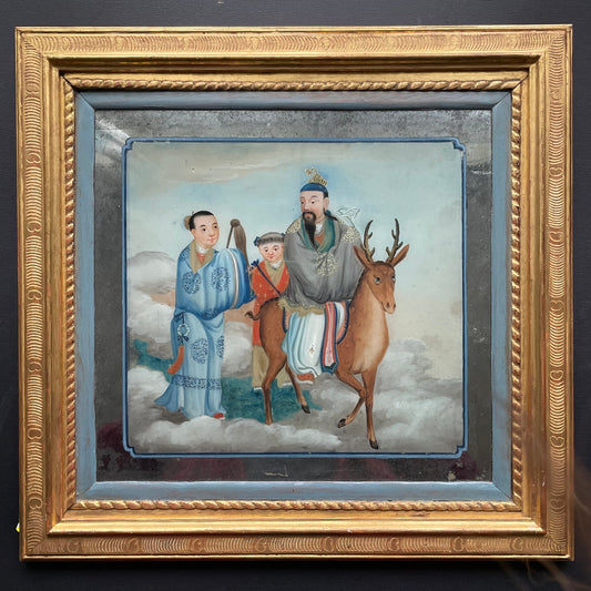 Antique Chinese Reverse Painting on Glass 18th century #1280