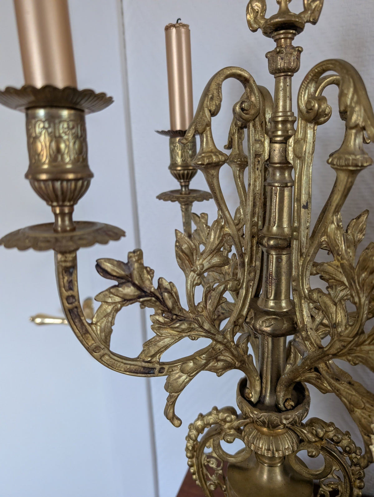Large Napoleon III Gilt Bronze Mantel Clock With Matching Pair Of Candelabra, 19th Century