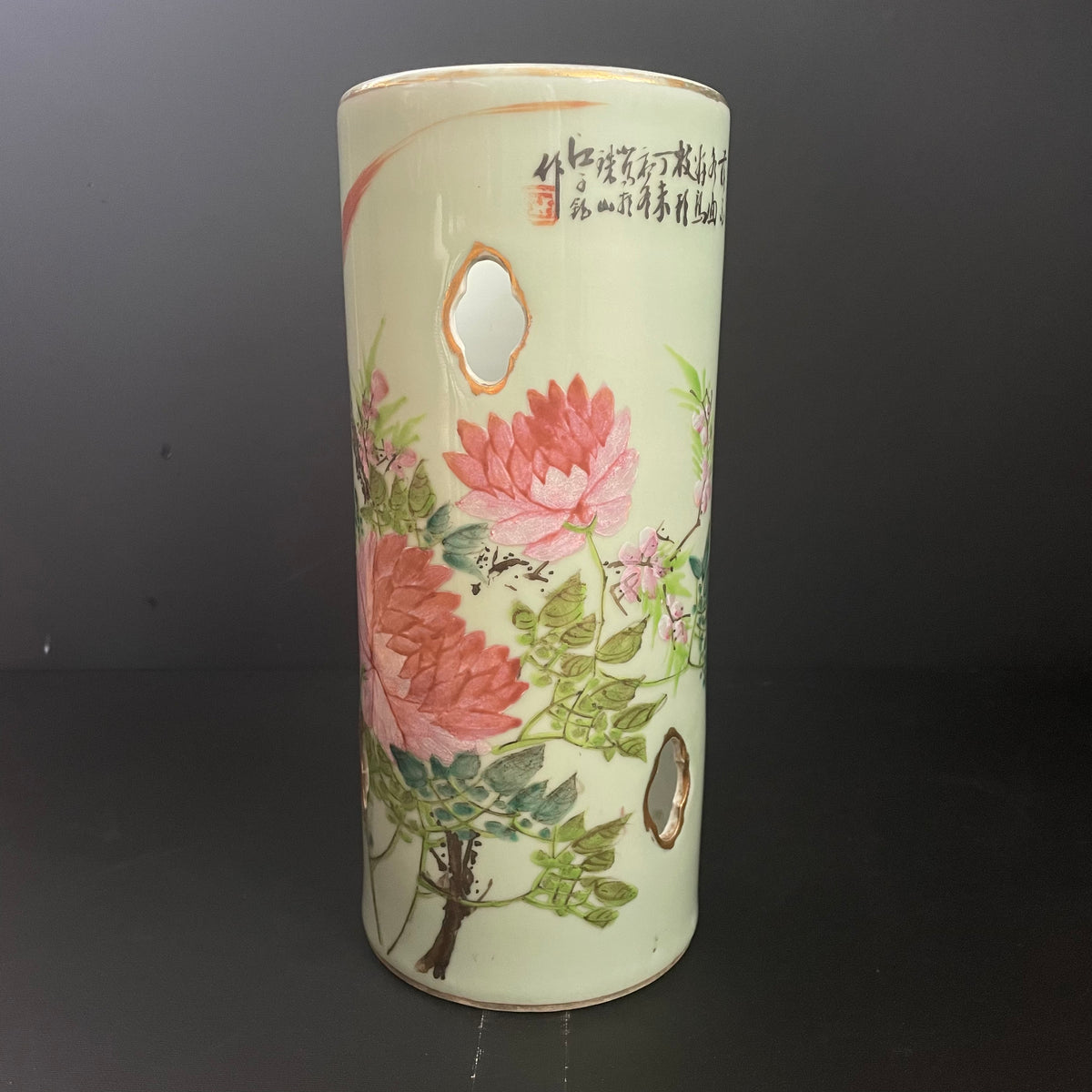Chinese antique hatstand, by artist 江子钰, dated 1907 #2083