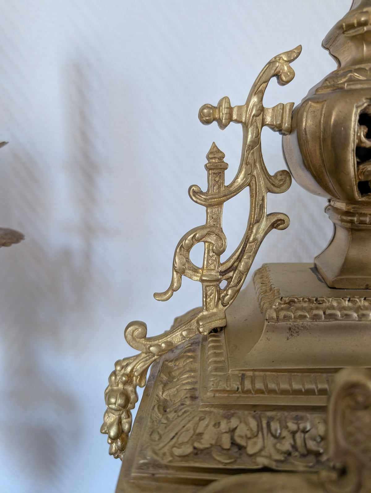 Large Napoleon III Gilt Bronze Mantel Clock With Matching Pair Of Candelabra, 19th Century