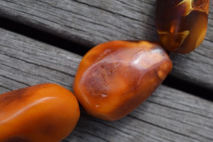 Natural Amber necklace antique from Denmark Baltic amber egg yolk 1950s 78G #2372