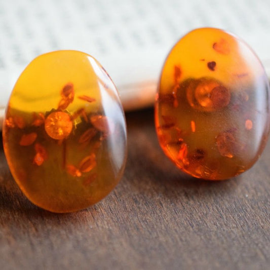 复古天然丹麦琥珀耳环 EF Einer Fehrn House of amber 70年代