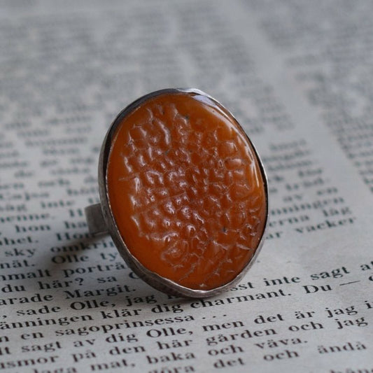 Natural amber sterling silver ring danish amber design hand polished size15.5