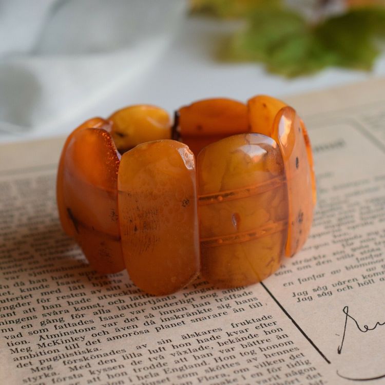 Natural Amber Danish raw stone amber bracelet large 51g #2529