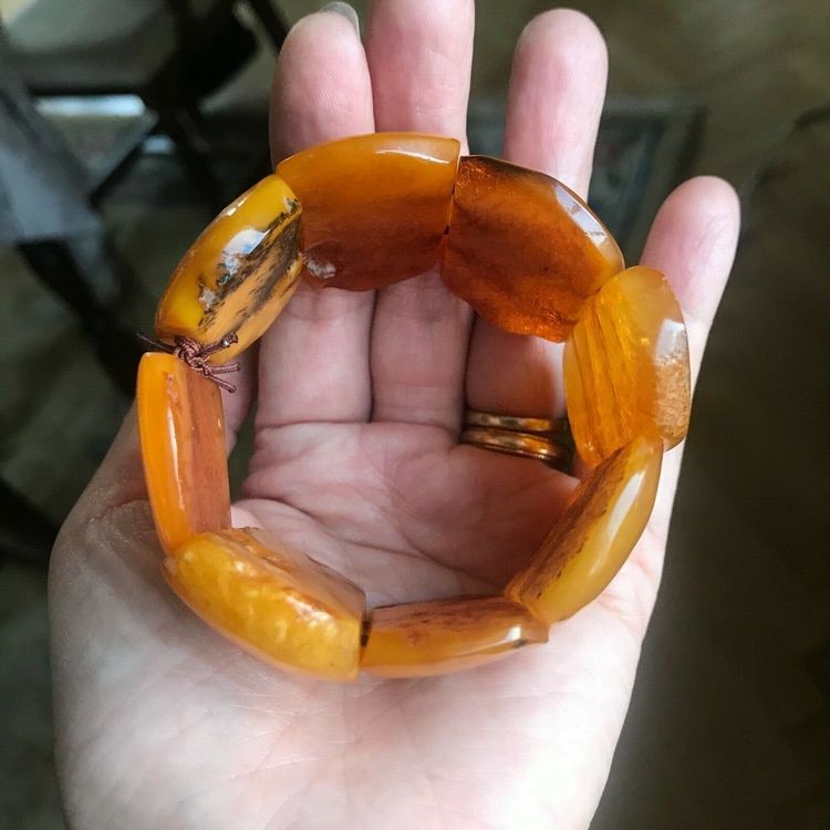 Natural Amber Danish raw stone amber bracelet large 51g #2529