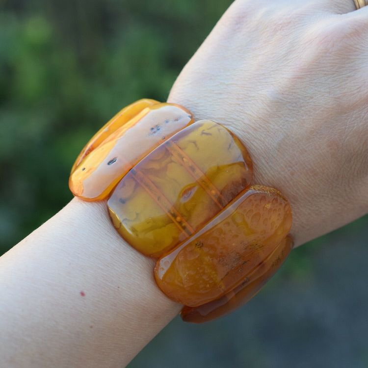 Natural Amber Danish raw stone amber bracelet large 51g #2529