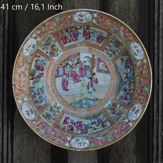 Large rose mandarin basin, Daoguang Period