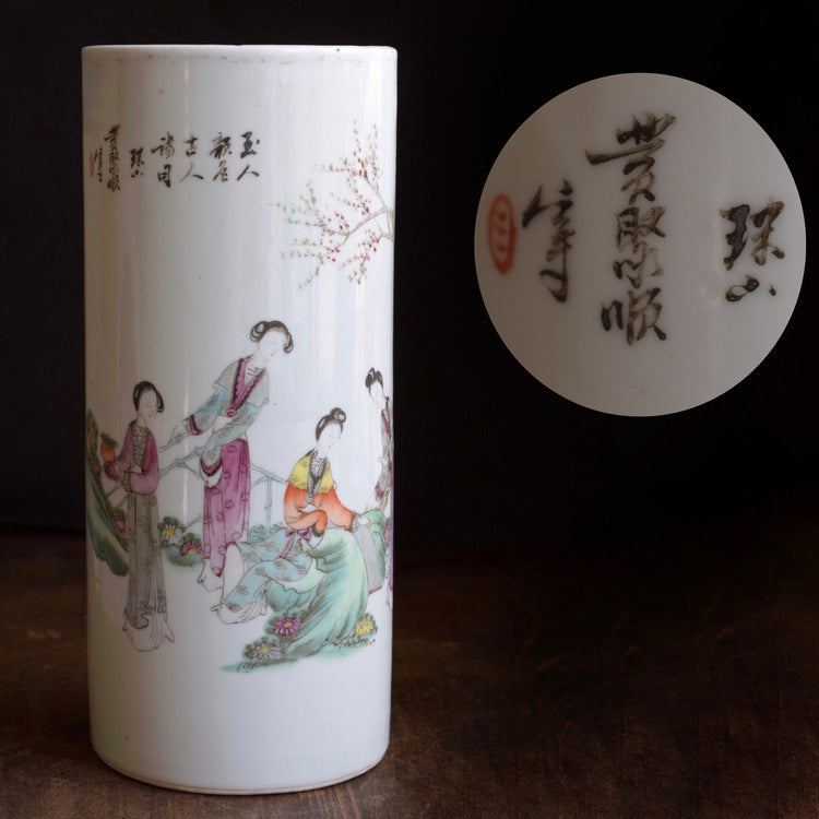 清末民初 瓷制笔筒/帽筒